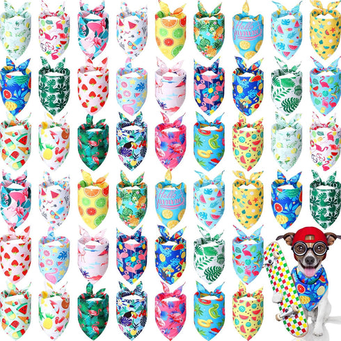 Chunful 50 Pieces Dog Bandanas for Summer Bulk Hawaiian Bandanas Bib Triangle
