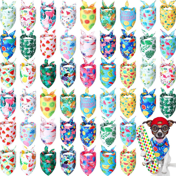 Chunful 50 Pieces Dog Bandanas for Summer Bulk Hawaiian Bandanas Bib Triangle