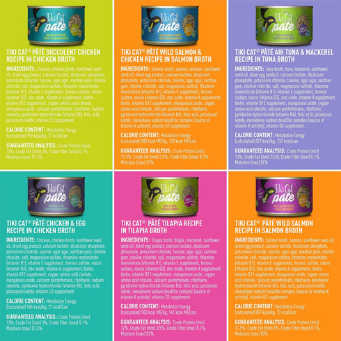 Tiki Cat Luau Pate Variety Pack, Grain-Free Wet Canned Cat Food, 5.5 oz Cans (Pack of 8)