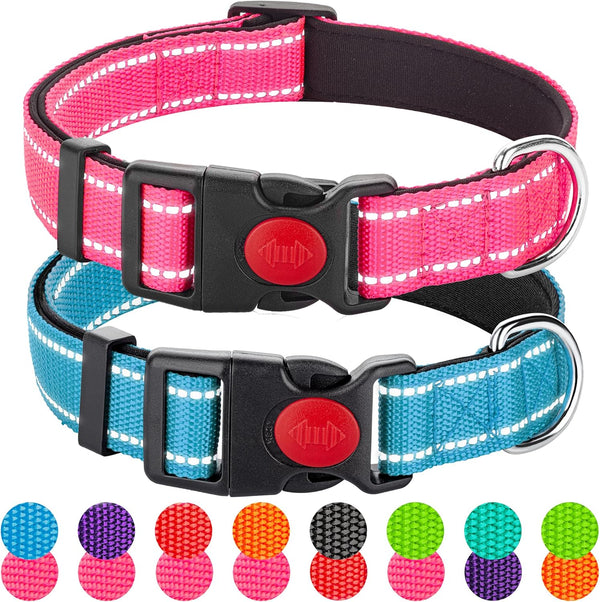 2 Pack Reflective Dog Collar for Large Dogs, Nylon Collars with Quick Release Safety Buckle for Small Medium Dogs