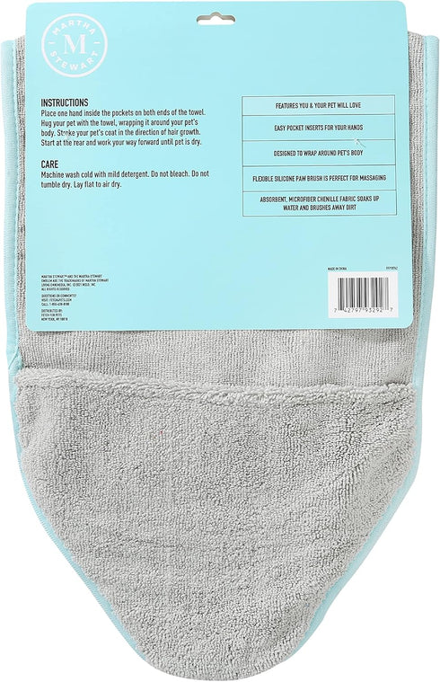 Martha Stewart Multi-Functional Shammy Drying Towel, Elegant Dog Grooming Tool for Drying & Massaging Pets (FF18762)