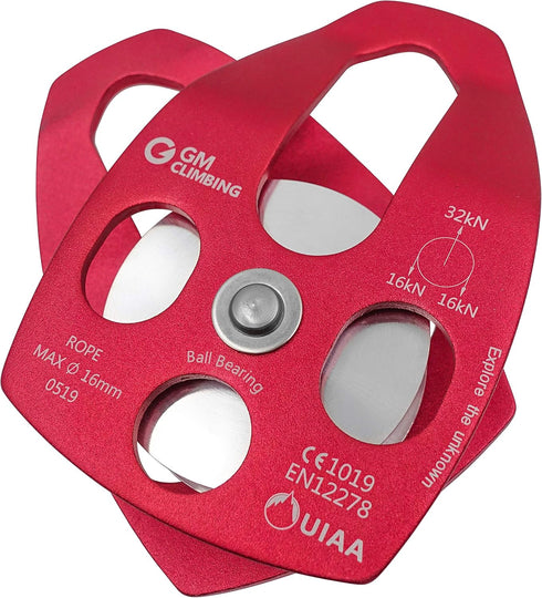GM CLIMBING Large Rescue Pulley - 32kN Single Sheave with Swing Plate, CE UIAA Certified