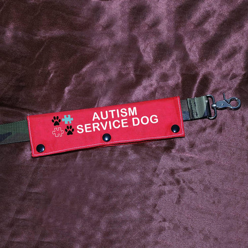 Autism Alert Dog Leash Sleeve - Service Dog Leash Wrap Alert Tag for Pet Birthday Gift (Autism Service-Sleeve)