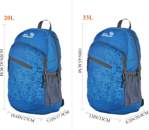 Outlander Packable Handy Lightweight Travel Hiking Backpack Daypack - Dark Blue-L