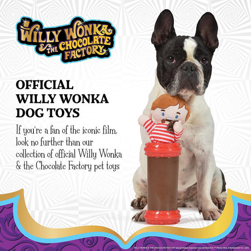 Willy Wonka for Pets Augustus Gloop Plush Toy in Textured Tube | Squeaky Dog Toys, Luxury Pet Plush