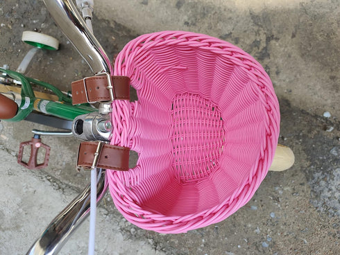 Kids Bike Basket Set, Wicker Handlebar Basket with Unicorn Necklace, Bell, Streamers, Stickers