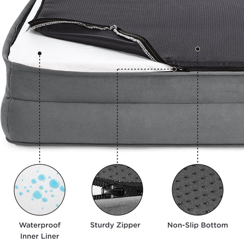Bedsure Cat Beds for Indoor Cats - Washable Bolster Sofa Beds for Extra Small Dogs, Supportive Foam Couch Bed, Grey