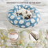 Lesure Donut Small Dog Bed - Round Calming Cat Beds with Jacquard Shaggy Plush & Anti-Slip Bottom, Blue, 30 Inch