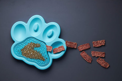 PAW 2-in-1 Interactive Slow Feeder Bowl with Removable Lick Mat - Blue