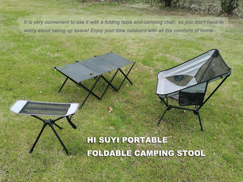 HI SUYI Backpacking,Durable 600D Portable Camping Chair Foot Rest Stool Lightweight Heavy Duty Folding Outdoor Picnic