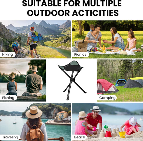 2 Pack Backpacking OUTSKIRT Camping Folding Tripod Stools Portable Camping Stools Extra Tall for Adults High