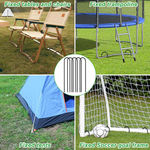 Gtongoko 16 Pack Trampolines Wind Stakes, 16 Inch Heavy Duty U Shaped Rebar Ground Anchors
