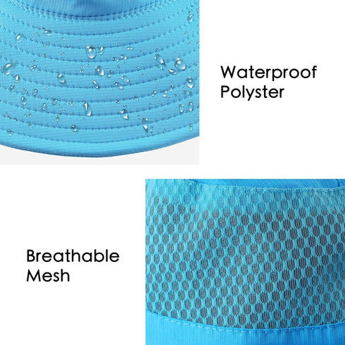 Muryobao Women Ponytail Sun Hat, Summer UV Protection Cap, Foldable Mesh Wide Brim Bucket Hat