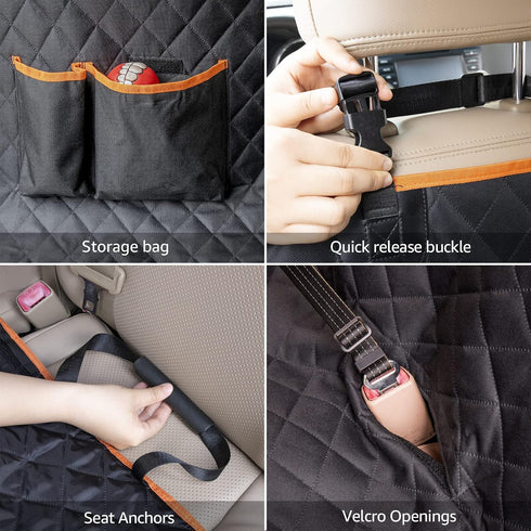 100% iBuddy Dog Car Seat Covers Waterproof, Dog Seat Cover with Side Flaps from Scratching, Pet Seat Cover for Back