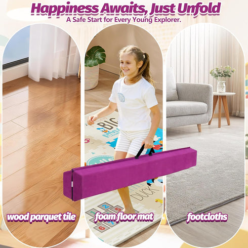 6FT/9FT 3-15- Folding Balance Beam for Kids ages Foldable Gymnastics Floor Beam,Anti-Slip ,Carrying Bag, Faux Suede