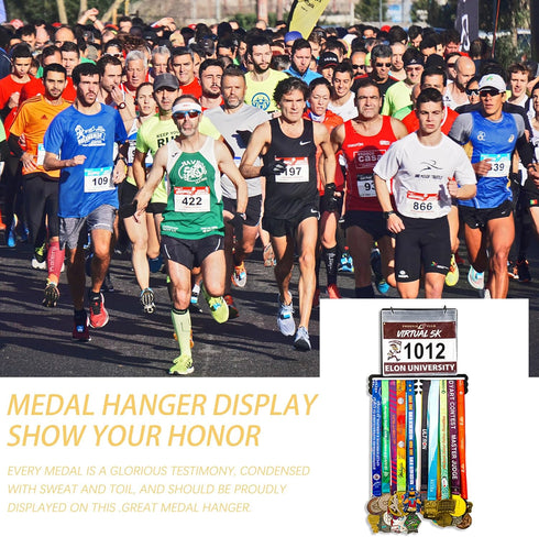 3 30 50 Goutoports Medal Hanger Display for Runner - Race Bib Holder - Medal Holder Display Rack - Rows Medal Hanger