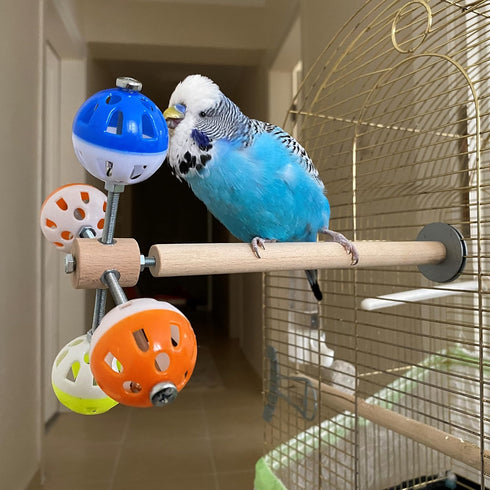PERSONALIZED Perch Toy with Rotating Balls for Birds, Budgies, Budgerigars, Parakeets, Parrots, Cockatiels, Parrotlets