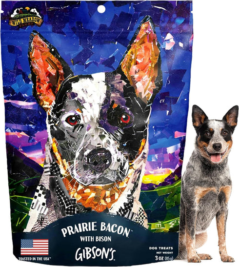 Wild Meadow Farms Gibson's Prairie Bacon with Bison, Grain-Free Soft Jerky Dog Treats, 3 Ounce Pouch