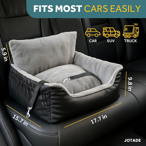 JOTADE 35 lbs Dog Car Seat for Small & Medium Dogs Washable & Reversible Pet Travel Booster Seat, Double Safety