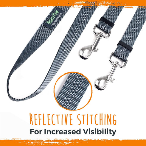 Mighty Paw Double Dog Leash, No Tangle Design, Adjustable Split Lead for 2 Pets, Reflective Dual Pet Lead