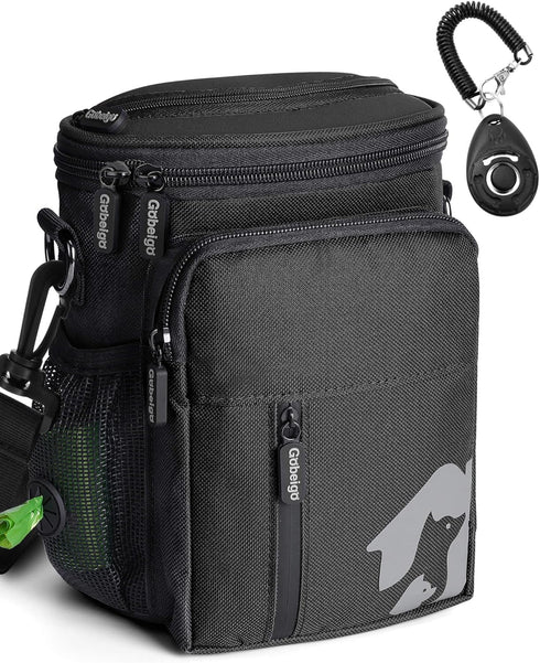 Gobeigo 8 Cup Dog Treat Pouch and Training Clicker, Dog Walking Bag