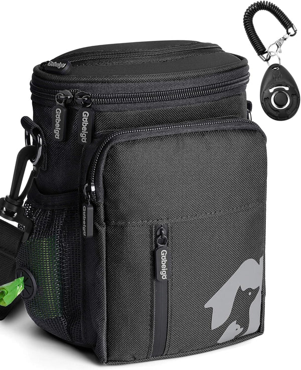 Gobeigo 8 Cup Dog Treat Pouch and Training Clicker, Dog Walking Bag