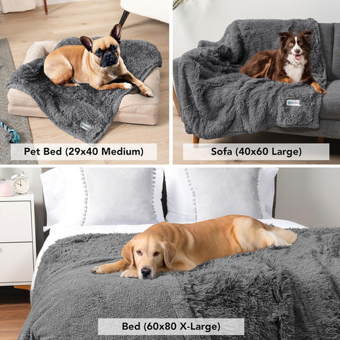 PetAmi Waterproof Dog Blanket for Small Medium Dogs, Calming Fleece Cat Blanket, Couch Protector Washable Sherpa Faux