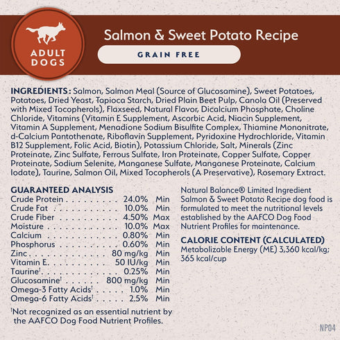 4 lb (Pack 1) Natural Balance Limited Ingredient Grain Free Salmon & Sweet Potato Dry Dog Food, Sensitive Stomach