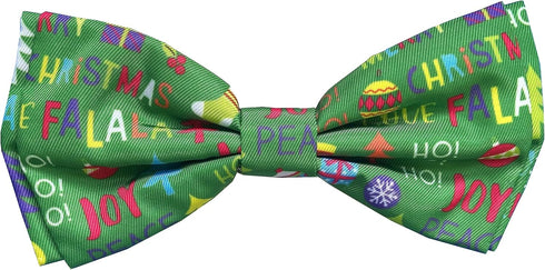 Huxley & Kent Bow Tie for Pets, Merry & Bright (Small), Christmas Holiday Velcro Bow Tie Attachment