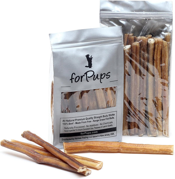 Standard Thickness Bully Sticks (6 inch, 25-Pack) - All Natural, Grass-Fed, Non-GMO