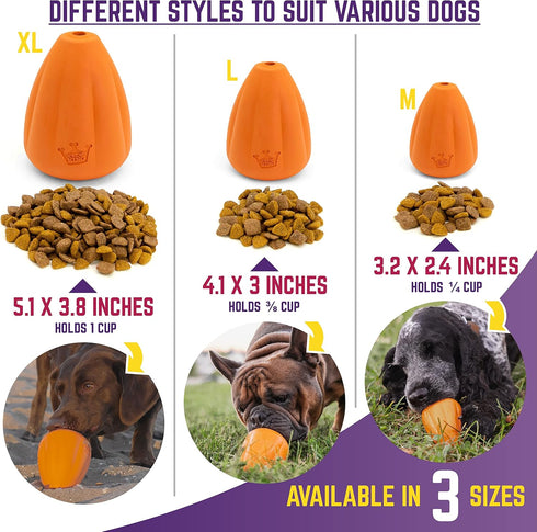 Chew King Premium Treat Dog Toy, Durable Natural Rubber, Bacon Flavored, Large, Orange