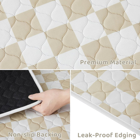 2 Pack Beige Checkered Washable Pee Pads for Dogs, Checkered Reusable Dog Pee Pads, for Puppy Playpen, Crate, Whelping