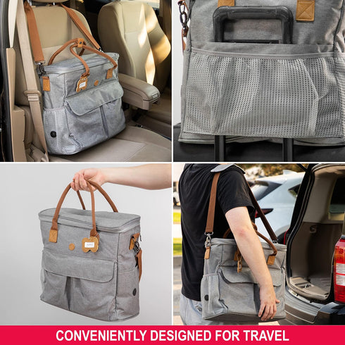 SPORT PET Designs Cat Carrier, Grey Airline Soft Carrier with Zipper Lock, Foldable Travel Bag for Pets (CM-10204)