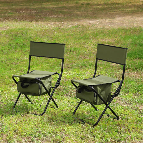 2-Pack, 280 lbs 19.3x15.35x30.5 Inches Portable Folding Camping Chair with Storage Bag, Green, Steel Frame with Oxford