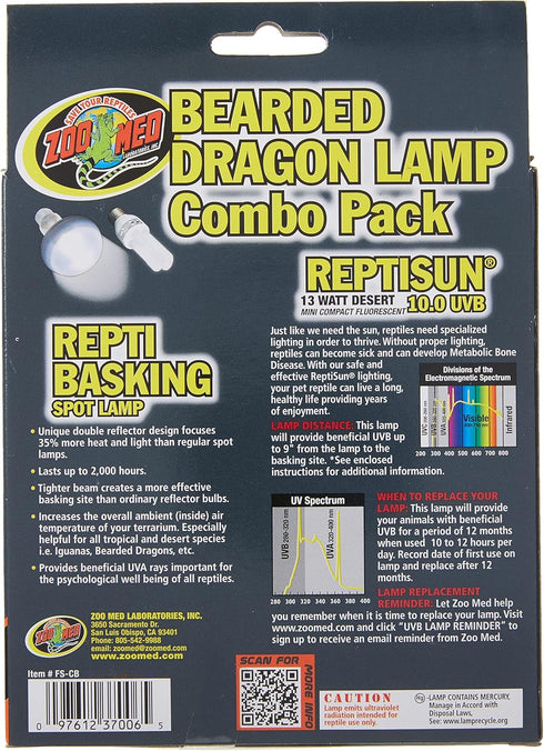 Zoo Med Bearded Dragon Lamp Combo Pack, Pack of 2 Bulbs
