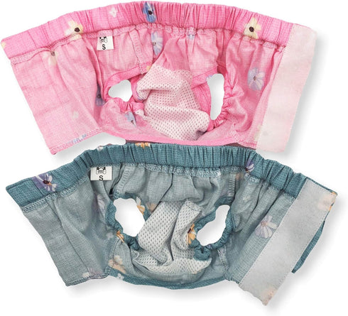 Pack of 2 Dog Female Diapers Skirts, Sanitary Pants Cotton for Small Pet Cat (M: Waist: 13" - 16")