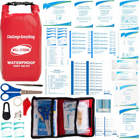 Waterproof First Aid Kit Roll Top Boat Emergency Kit with Waterproof Contents for Fishing, Kayaking