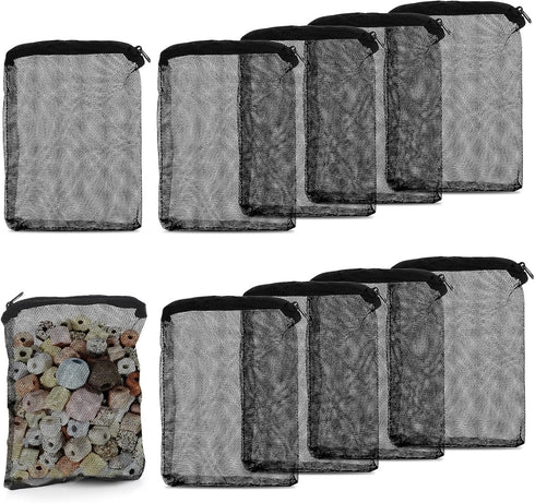 10Pcs Media Bags for Aquarium, Fine Mesh Filter Media Bags with Plastic Zipper for Activated Carbon & Filter Stones