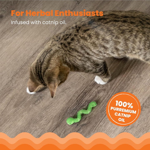 Catnip-Infused Wiggle Worm Dental Chew Toy for Cats