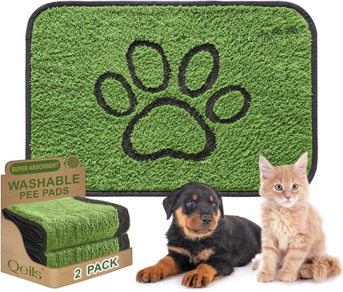 Qeils Reusable Dog Pee Pads, 2 Pack Super Absorbent & Leakproof Washable