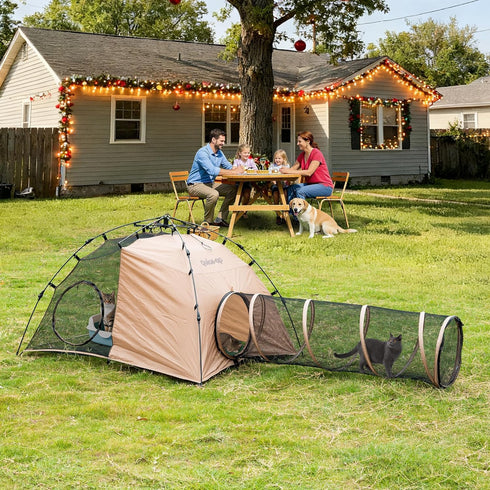 Quickup Pop Up Cat Tent for Outside, X-Large Catio & Cat Enclosure with Fish-Shaped Cat Mat, Portable Outdoor Cat