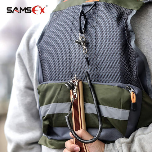 SAMSFX Fishing Strongest Magnetic Net Release Clip Holder with Coiled Lanyard