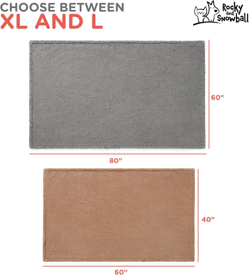 Waterproof Dog Blankets for Large Dogs, Washable Sherpa Blanket for Bed, Pet Covers for Couches, 40x60, Light Grey