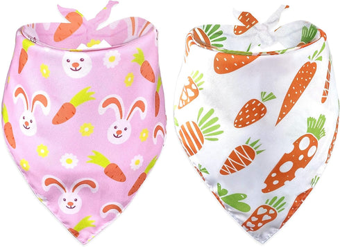 Easter Day Dog Bandana - Holiday Bunny and Carrot Scarfs for Small Medium Large Dogs Cats (Hoppy Hour/Pink, Small)