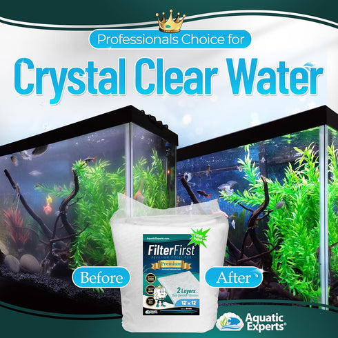 Aquatic Experts Aquarium Filter Floss - FilterFirst Aquarium Filter Pad, 12 Inch Wide, 12 Feet Long, 3/4" - 1" Thick