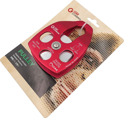 GM CLIMBING Large Rescue Pulley - 32kN Single Sheave with Swing Plate, CE UIAA Certified