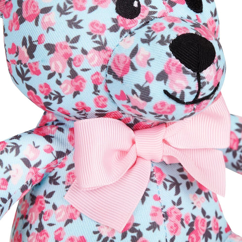 Blueberry Pet Gift Toys for Puppies & Dogs, 6", Cute Floral Print Light Blue Happy Bear Designer Squeak Plush Toy