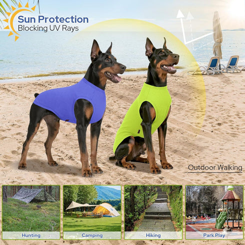 2 Pack Dog Shirts, Quick Dry Breathable Sleeveless Vest, Summer Stretchy Tank Top T-Shirts for Large Dogs (M)