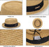 Women's 1920s Pork-Pie Sun Hat, Summer Straw Fedora Beach Hat with Band (M/L)