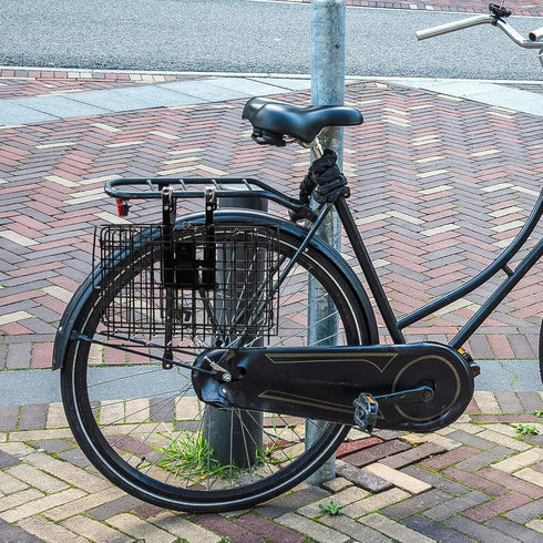 Suwimut Folding Bike Basket, Metal Front Handlebar Bicycle Basket, Detachable Cargo Rack